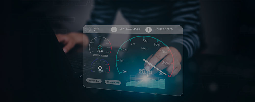 Medidor de teste de velocidade de download e upload da internet