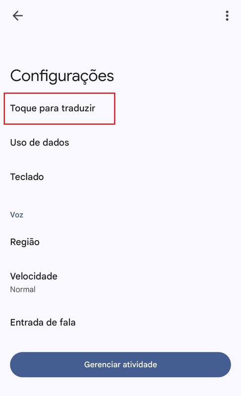 Como usar o “Toque para traduzir” do Google Tradutor no Android passo 2.