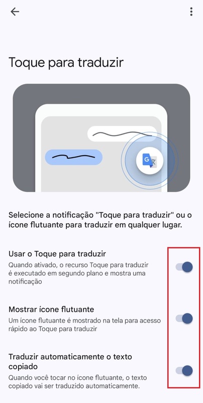 Como usar o “Toque para traduzir” no Android passo 3.1.
