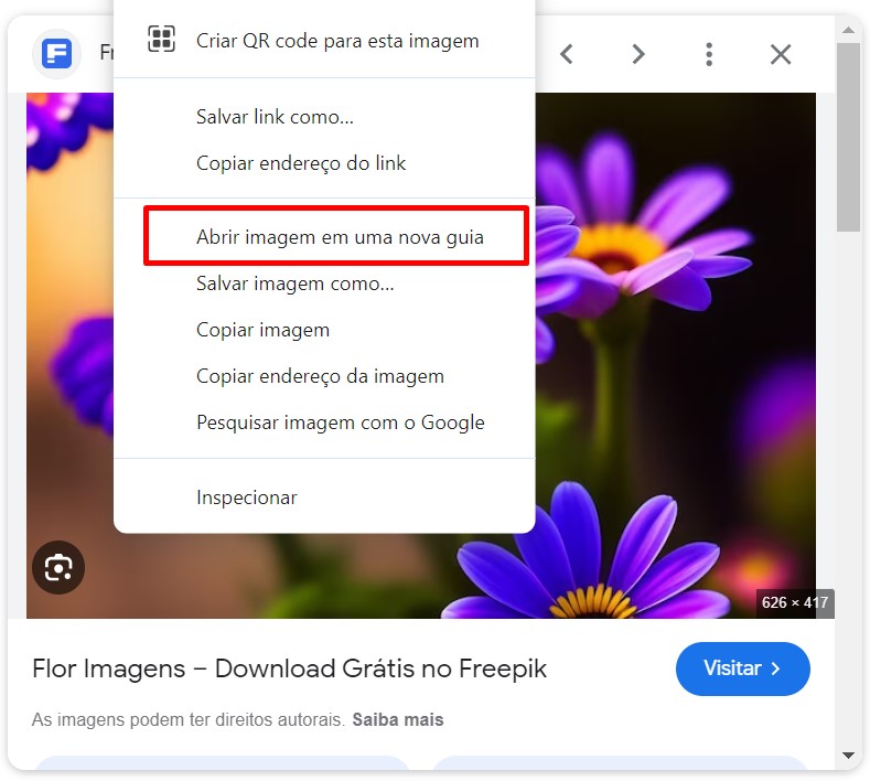 Como abrir uma imagem em uma nova guia no Google.