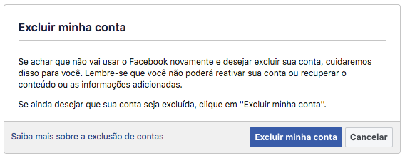 como apagar sua conta do Facebook