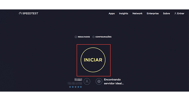 como testar a conexão de rede no Speed Test