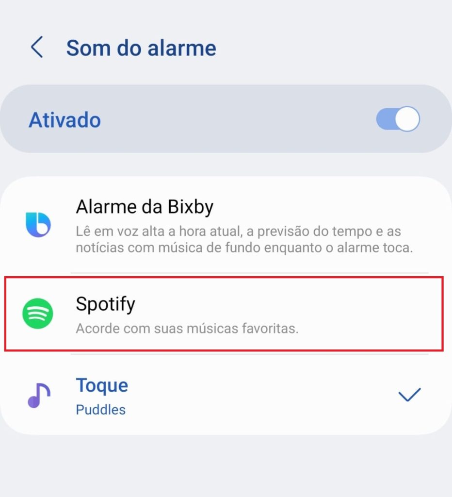 Como usar música do Spotify como despertador passo 4.
