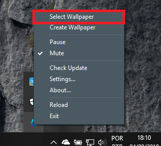 Colocando vídeos como papel de parede no Windows passo 2