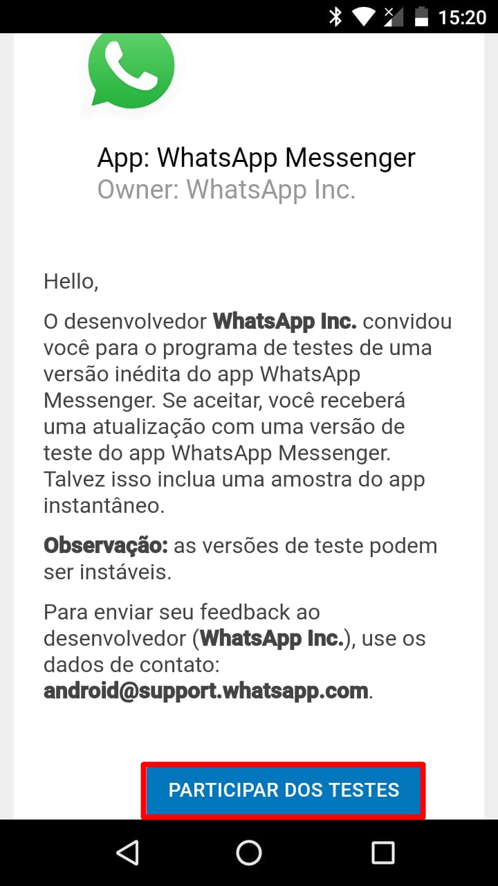 As imagens que são enviadas para mim no WhatsApp não aparecem na