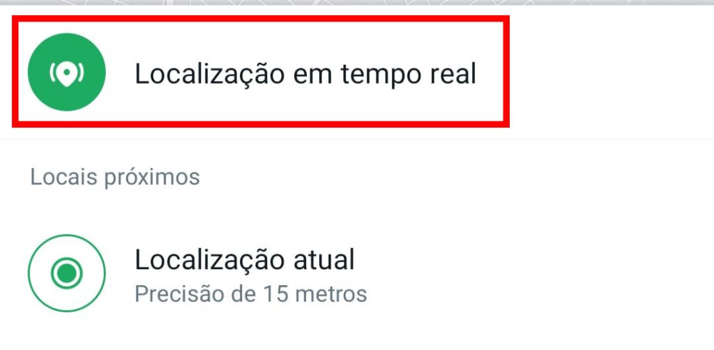 Como enviar a localização em tempo real no WhatsApp passo 3.1