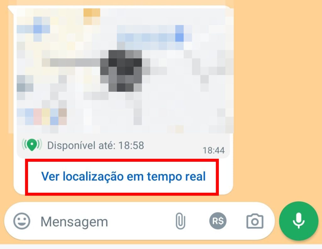 Como enviar a localização em tempo real no WhatsApp passo 3.2