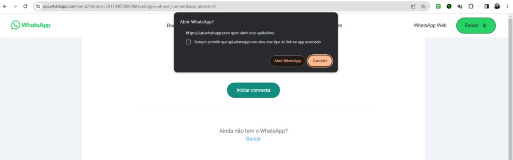 como adicionar contatos no WhatsApp Web por um link passo 1