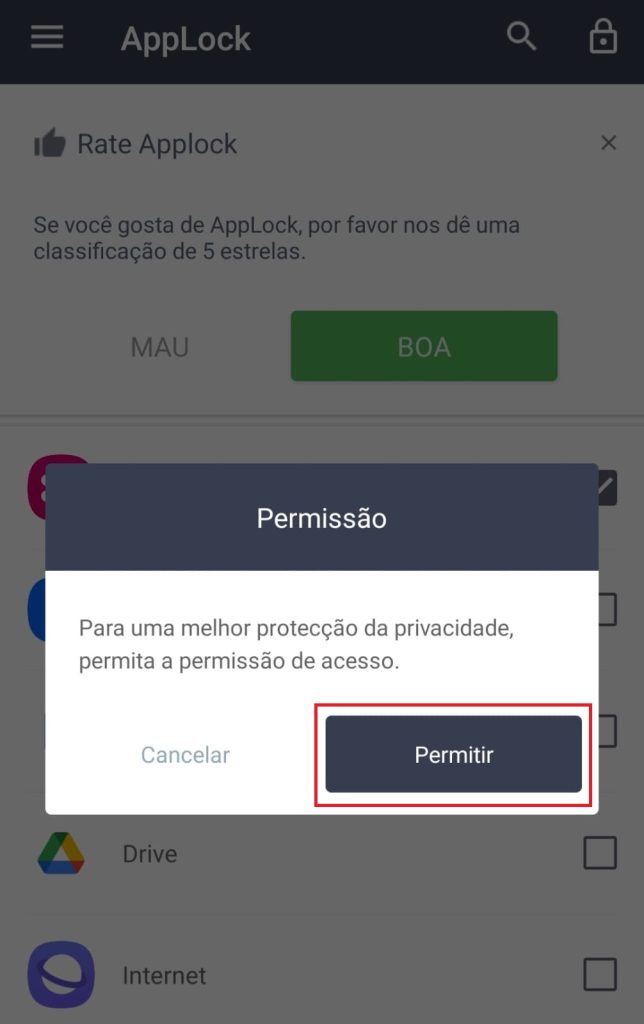 Como proteger a galeria de fotos do seu Android com senha passo 4.