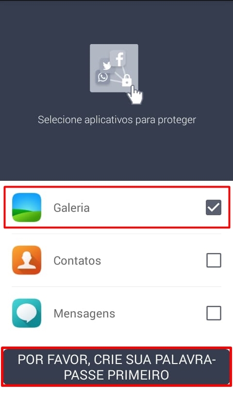 Como proteger a galeria de fotos do Android com senha passo 1.2.