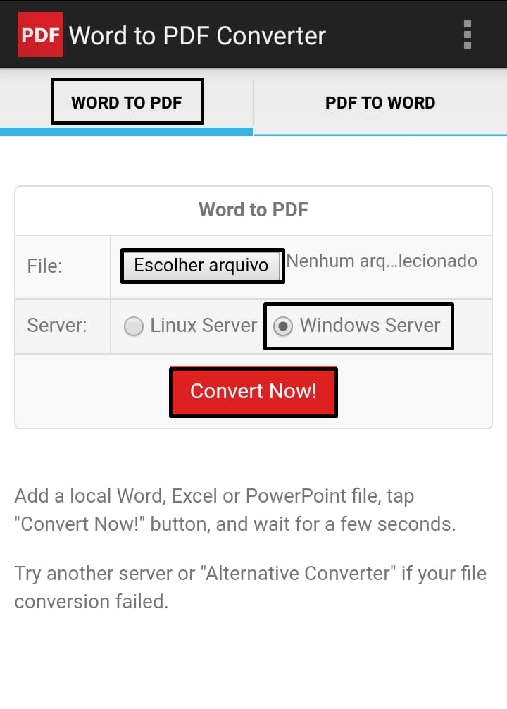 como converter arquivos do Word para PDF no Android passo 1