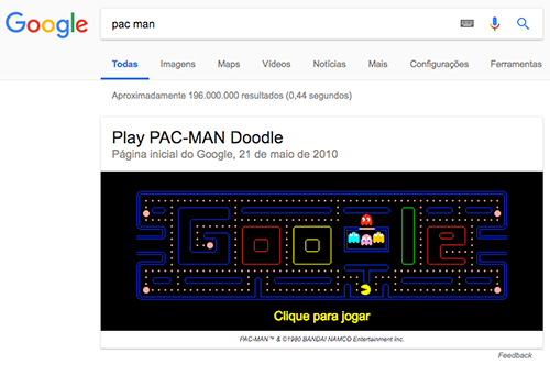 jogos secretos do Google