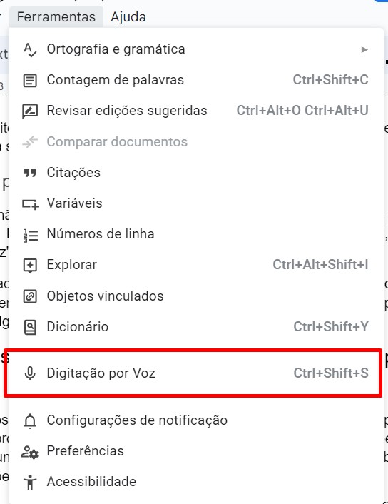 Como usar digitação por voz no Google Docs