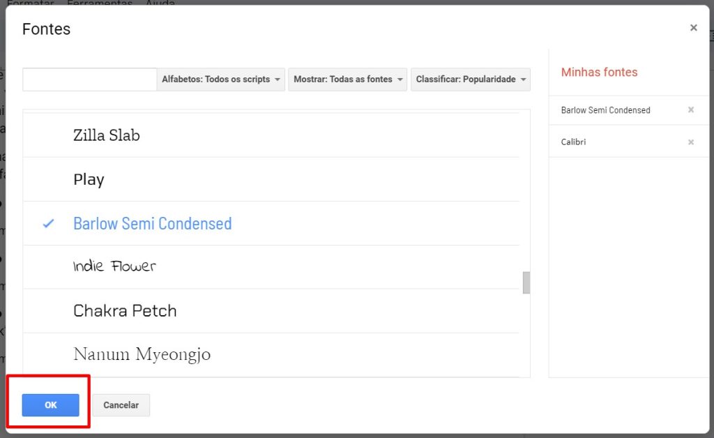 Como adicionar mais fontes ao Google Docs passo 3