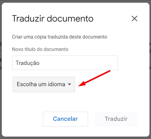 Como traduzir documentos no Google Docs passo 4