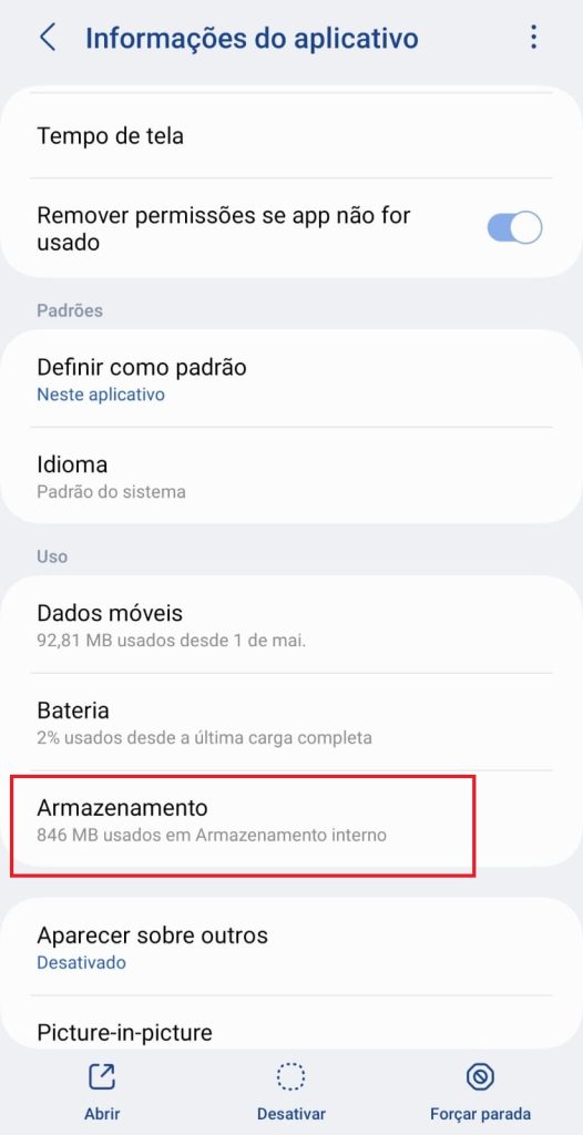 Como limpar os dados de um aplicativo específico no Android passo 5.1