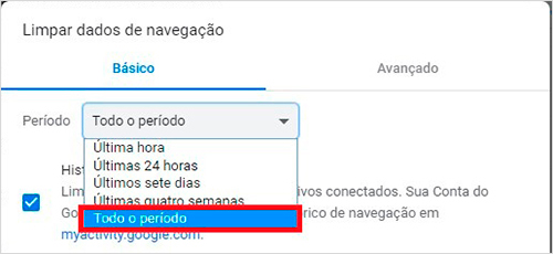 Como limpar o cache do Google Chrome passo 3