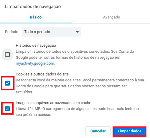 Como limpar o cache do Google Chrome passo 4