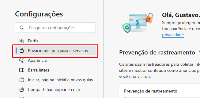 Como limpar o cache no Microsoft Edge passo 2