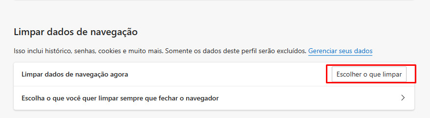 Como limpar o cache no Microsoft Edge passo 4