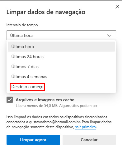 Como limpar o cache no Microsoft Edge passo 5