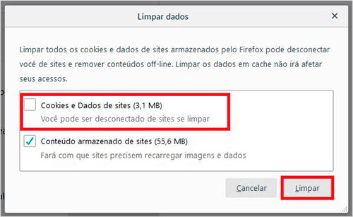 Como limpar o cache do Mozilla Firefox passo 4