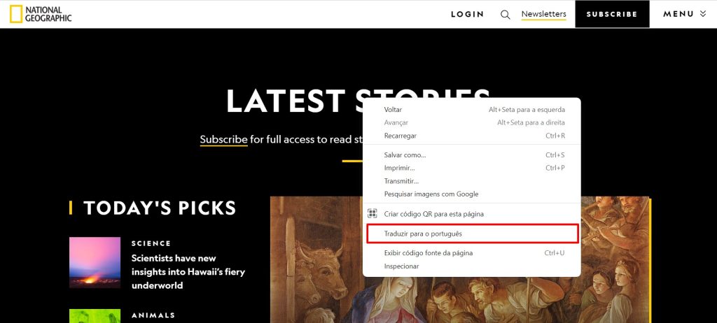como traduzir uma página da web pelo Google Chrome passo 2