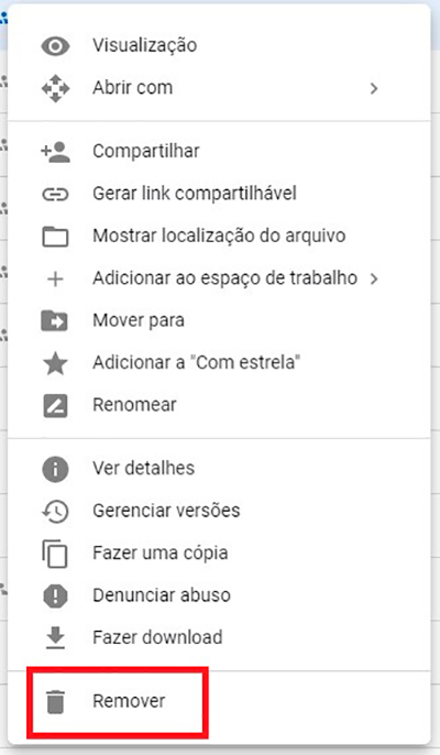 movendo arquivos no Google Drive