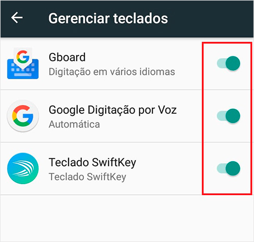 instalar novo teclado android