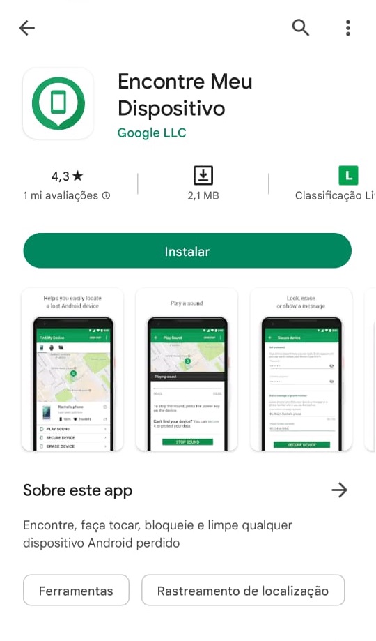 app Find My Device na Play Store
