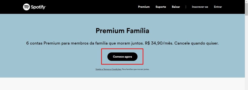 Como convidar pessoas para o plano Spotify Família passo 1