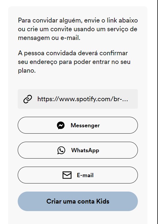 Como convidar pessoas para o plano Spotify Família passo 4