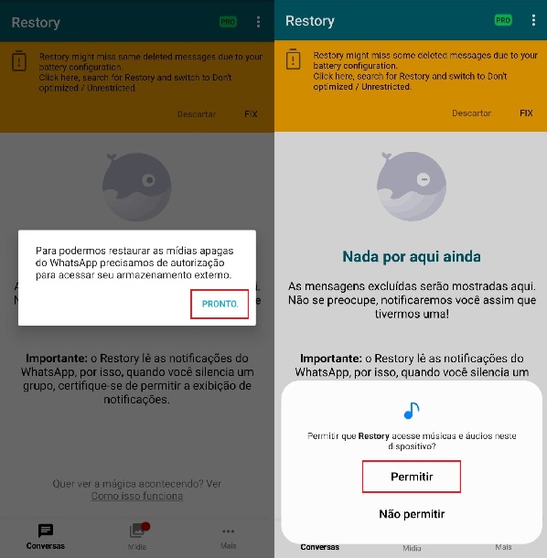 Como usar o Restory para recuperar mensagens e arquivos apagados do WhatsApp passo 4.