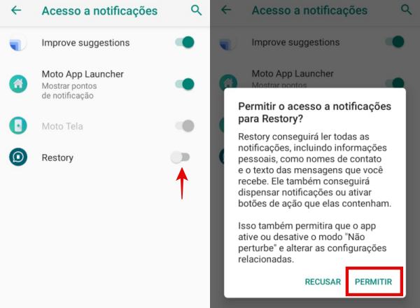 Como usar o Restory para recuperar mensagens e arquivos apagados do WhatsApp passo 3.