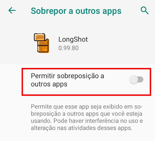 Como tirar print de tela inteira com o LongShot passo 2.
