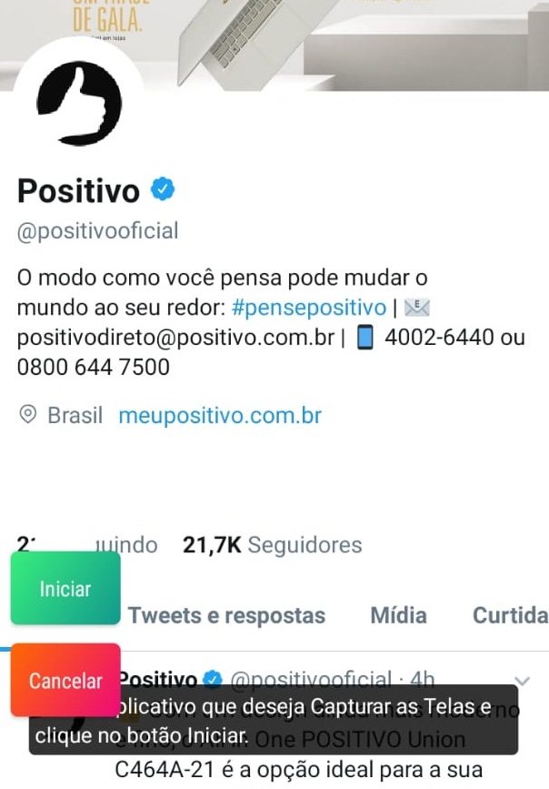 Como tirar print de tela inteira com o LongShot passo 4.