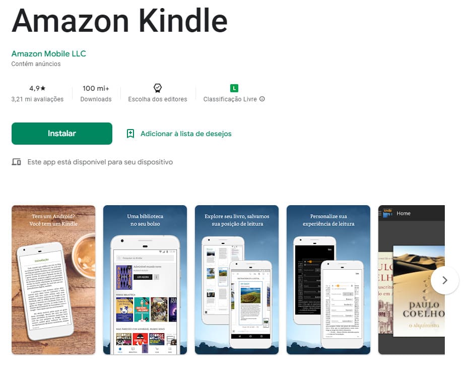 Amazon Kindle, aplicativo para ler livros