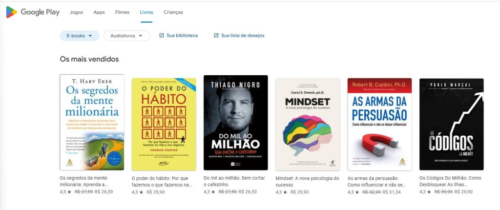 Google Play Livros, leitor online