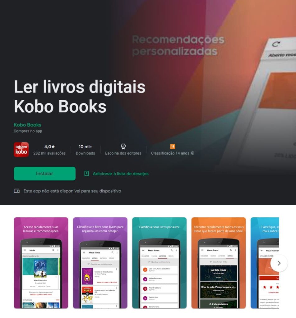 Kobo Books, aplicativo para ler livros