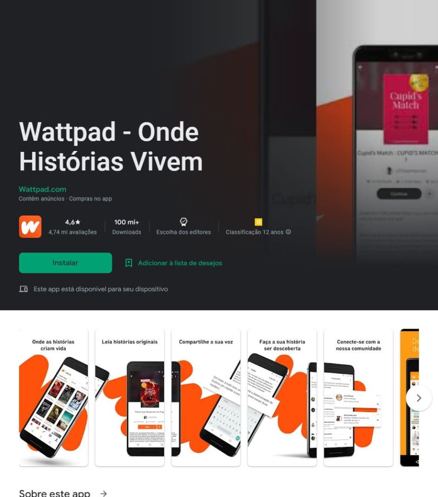 Wattpad, aplicativo para ler livros