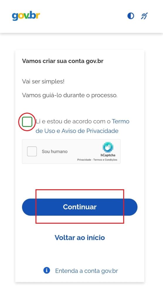 Como criar uma conta no Gov.br para ter acesso à Carteira de Trabalho Digital passo 2.2