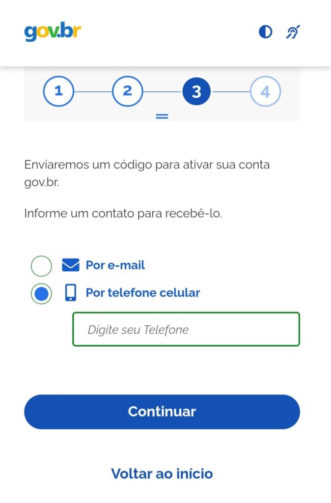 Como criar uma conta no Gov.br para ter acesso à Carteira de Trabalho Digital passo 4