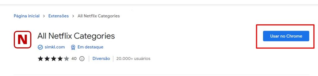 Como usar a extensão All Netflix Categories passo 1