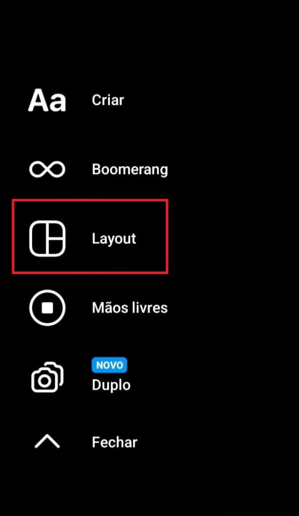 Como usar o Modo Layout no Instagram Stories passo 2