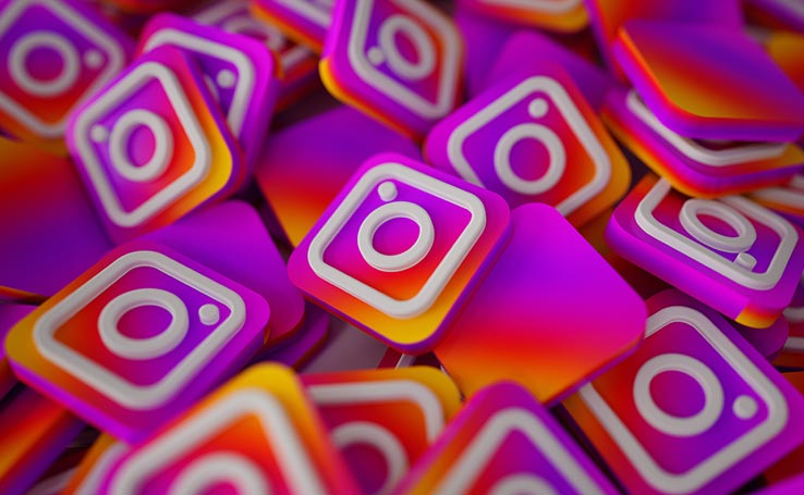 vários ícones do Instagram em 3D