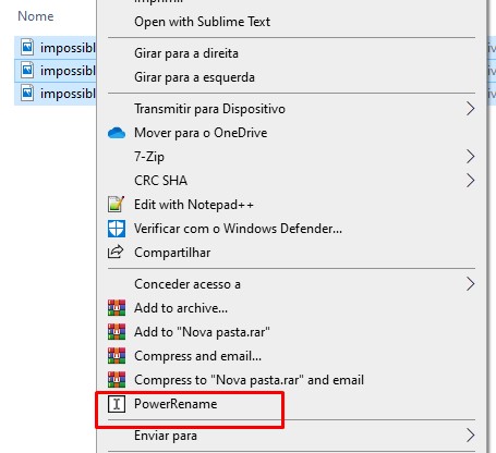 Como renomear arquivos em massa no Windows 10 passo 4.