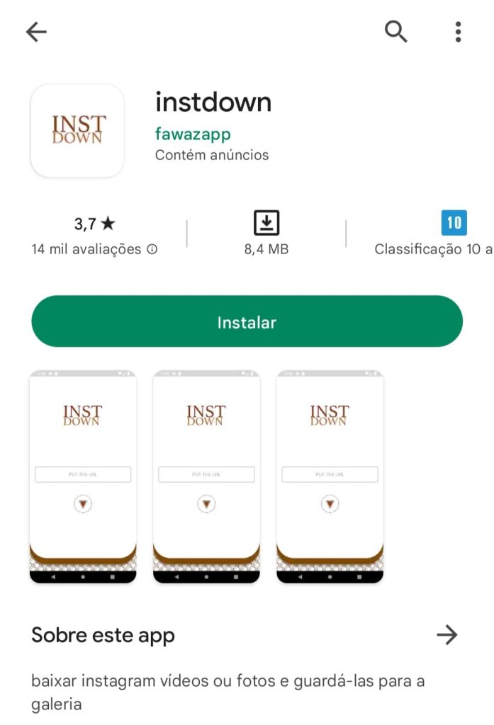 como baixar Reels pelo Instdown passo 1
