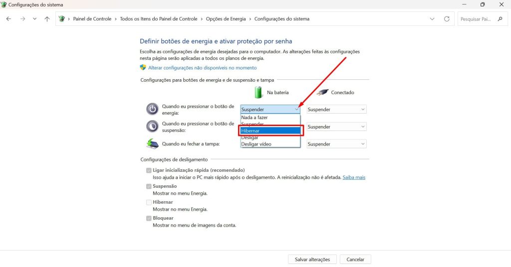 Como ativar o Modo Hibernar no Windows.