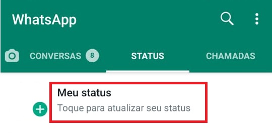 Como postar status no Whatsapp passo 2