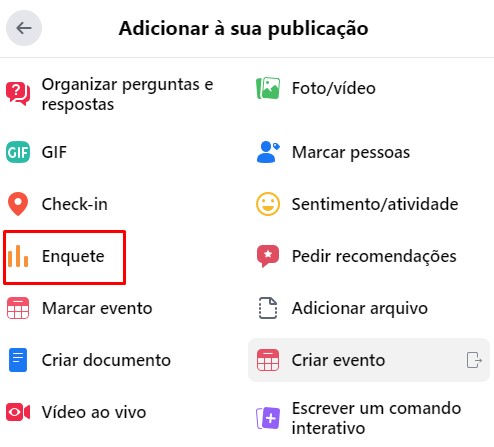 como criar uma enquete no facebook